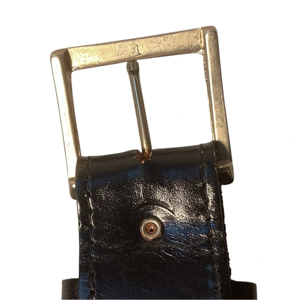 Marc Wolf Black Leather Plain Strap Men’s Belt Size‎ 36 Harness Buckle Snap